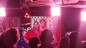 Live band playing in a small venue