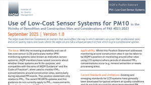 Position Statement on on the use of low-cost sensor systems for PM10