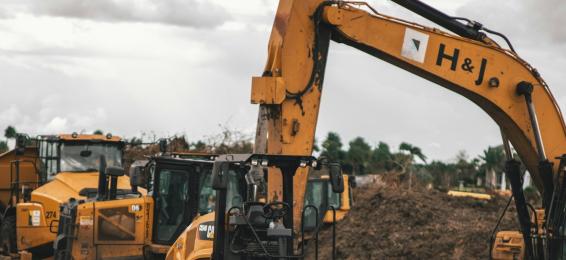 diggers on construction site